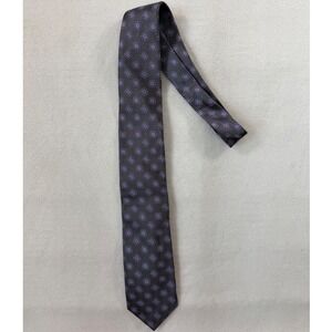 David Donahue Mens Silk Tie Grey  Geometric Medallion Old Money Preppy